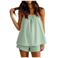 thumbnail image 1 of vigerkar Women 2 Matching Sets Striped Tube Tops Shorts Sets Summer Vacation Y2K Going Out Tops (Light Green, M), 1 of 6
