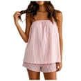 thumbnail image 1 of vigerkar Women 2 Matching Sets Striped Tube Tops Shorts Sets Summer Vacation Y2K Going Out Tops (Pink, M), 1 of 6