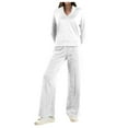 thumbnail image 1 of vigerkar Women 2 Piece Lounge Set Vneck Sweatshirt High Waist Sweatpants Suit Matching Sweatsuit (White, XXL), 1 of 5