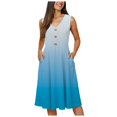 thumbnail image 1 of vigerkar Women 2025 Summer Dresses Sleeveless Casual Loose Swing Button Down Midi Dress with Pockets Sky Blue, XXL, 1 of 5