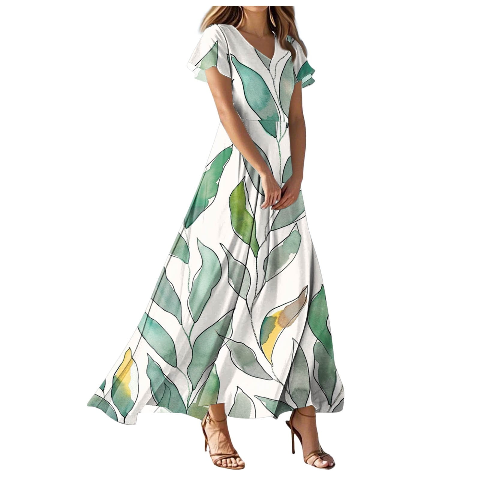 chinese dress ladies Naomi Short Sleeve Maxi Dress | Dark Green Floral main image 0