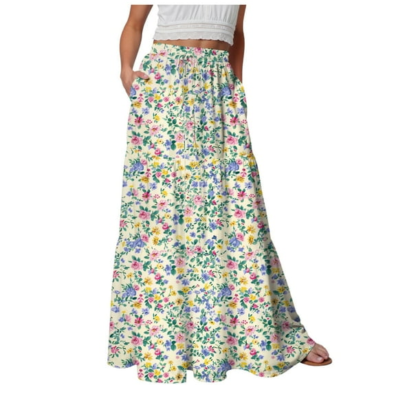 vigerkar Women A-Line High Waist Maxi Skirt Full Ankle Length Flowy Swing Elegant Dressy Casual Work Long Skirts Pink, L