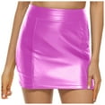thumbnail image 1 of vigerkar Women Basic High Waisted Mini Party Bodycon Leather Short Skirt Pink, M, 1 of 7