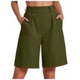 thumbnail image 1 of vigerkar Women Bermuda Shorts Summer Dressy Casual Elastic High Waisted Wide Leg Knee Length Quick Dry Shorts with Pockets AG, S, 1 of 9