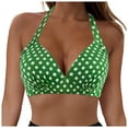 thumbnail image 1 of vigerkar Women Bikini Top Only Padded Swimsuits Tops Vintage Quick Dry Bathing Suit Top No Bottom Green, L, 1 of 8