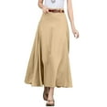 thumbnail image 1 of vigerkar Women Casual Cotton Linen A Line Skirt High Waist Long Flowy Skirt Flare Swing Ruffle Skirt Khaki, M, 1 of 6