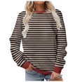 thumbnail image 1 of vigerkar Women Casual Sweatshirt Color Block Striped Long Sleeve Crewneck Oversized Tshirt Fashion Outfits (Coffee, XXL), 1 of 5