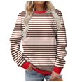 thumbnail image 1 of vigerkar Women Casual Sweatshirt Color Block Striped Long Sleeve Crewneck Oversized Tshirt Fashion Outfits (Red, M), 1 of 5