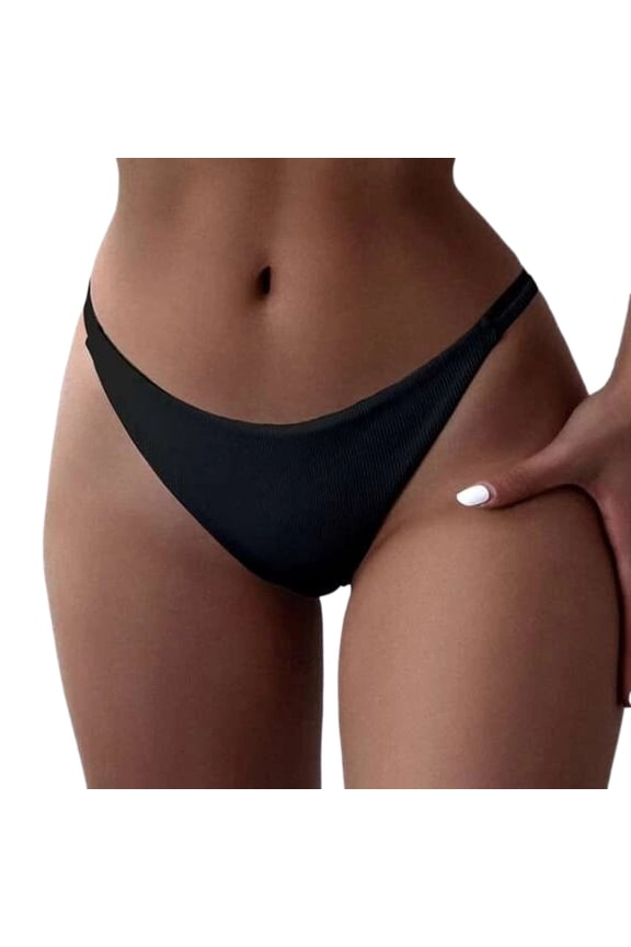 Women Cheeky Bikini Bottoms Wave Swimsuit Swim Briefs Bathing Basic Suit Bottom Black, S