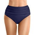 thumbnail image 1 of vigerkar Women Full Coverage Ruched Bikini Bottoms Tummy Control Swim Bottoms Scrunch Ruffle Bathing Suit Bottom Dark Blue, XXL, 1 of 5
