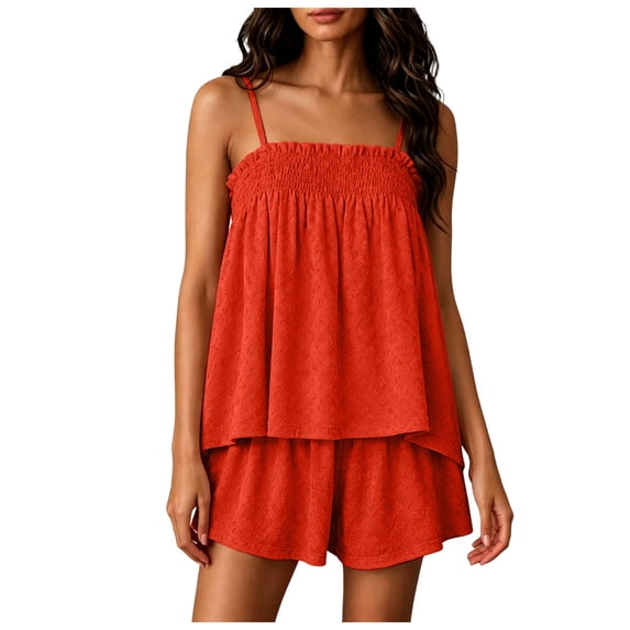 vigerkar Women Gingham Set Sleeveless Tank Top Plaid Shorts Pajama Set Sleepwear Y2k Summer Outfits (Red, M)