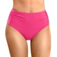 thumbnail image 1 of vigerkar Women High Rise Bikini Bottoms Full Coverage Swimsuit Ruched Scrunch Swim Bottom Hot Pink, XXL, 1 of 8