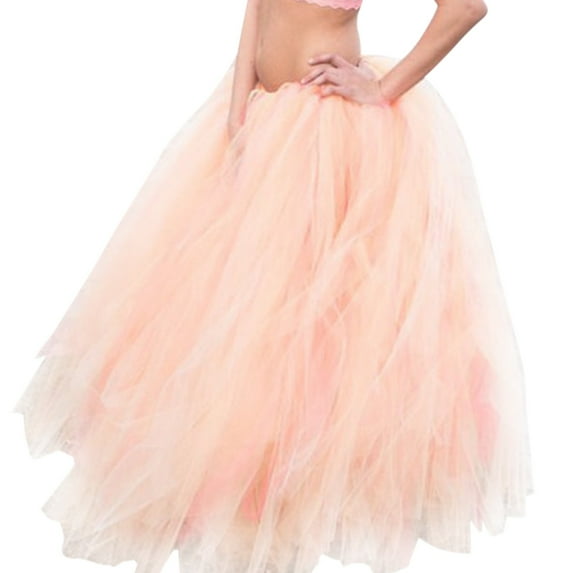 vigerkar Women Long Maxi Tutu Tulle Skirt Ballet Prom Party Layered Mesh A-Line Skirt Hot Pink, One Size