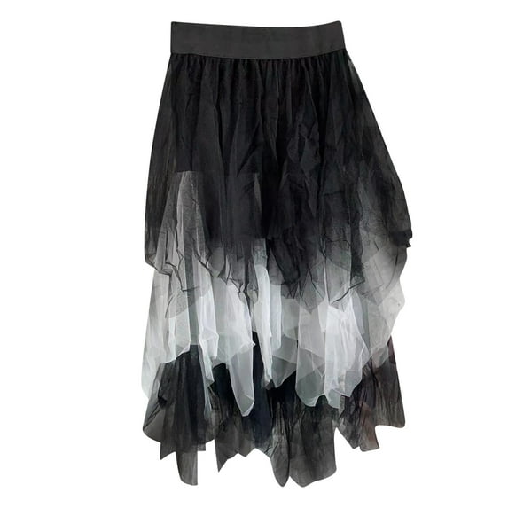 vigerkar Women Mesh Midi Skirt Multilayer Pleated High Waist Lace Ballet Prom Party Tulle Tutu A-line Long Skirts White, One Size