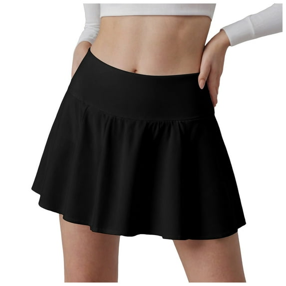 vigerkar Women Mini Tennis Skirts with Shorts High Waisted Golf Skirts Pleated A Line Short Skirt Flowy Workout Sport Athletic Skorts 2025 Black, S