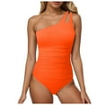thumbnail image 1 of vigerkar Women One Shoulder One Piece Swimsuit Tummy Control Bathing Suits Modest Full Coverage Cutout Swimwear Orange, XXL, 1 of 6