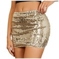 thumbnail image 1 of vigerkar Women Sequin Mini Skirt Sexy Sparkle Waist Elastic Stretch Night Out Party Club Short Skirts (Gold, S), 1 of 6