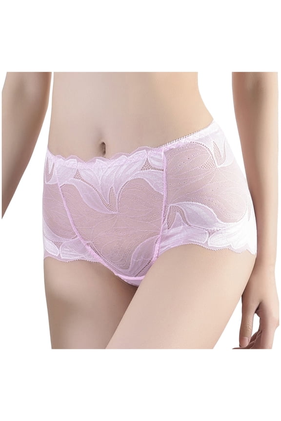 Women Sexy Mesh Sheer Low Rise Boyshorts Underwear Full Coverage Briefs See Through Comfy Panties Soft Breathable Briefs Pink, M