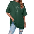 thumbnail image 1 of vigerkar Women Solid Oversized Graphic T-Shirt Casual Cotton Tees Printed Summer Tops (Dark Green, XL), 1 of 4