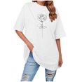thumbnail image 1 of vigerkar Women Solid Oversized Graphic T-Shirt Casual Cotton Tees Printed Summer Tops (White, S), 1 of 4