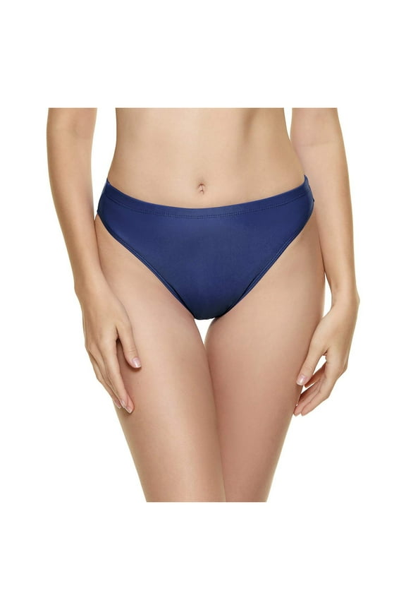 Women Strappy Bikini Bottom Full Coverage Bathing Suit Bottoms Swimsuit Bottom Navy, L