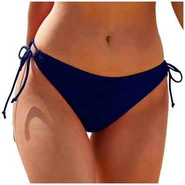 vigerkar Women String Tie Side Bikini Bottoms Full Coverage Swimsuit Bottom Low Waist Low Rise Bathing Suit Navy, XXL