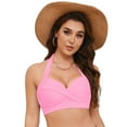 thumbnail image 1 of vigerkar Women Summer Bikini Top Halter Bathing Suit Top Push Up Swim Top Padded Quick Dry Swimsuit Top Only Pink, L, 1 of 9