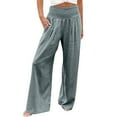 thumbnail image 1 of vigerkar Women Summer High Waisted Cotton Linen Palazzo Pants Wide Leg Long Lounge Pant Trousers with Pocket Sky Blue, L, 1 of 7