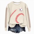 thumbnail image 1 of vigerkar Women Sweatshirt Baseball Game Long Sleeve Crewneck Graphic Pullover Top Soft Casual Shirt (Beige, XXL), 1 of 1
