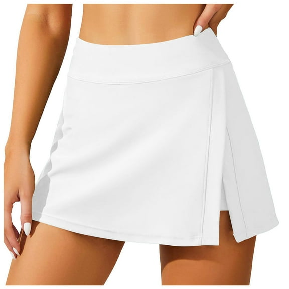 vigerkar Women Swim Skirt Tummy Control Swimsuit Skirt with Built-in Shorts High Waisted Split Swim Bottom White, XXL