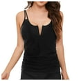thumbnail image 1 of vigerkar Women Tankini Bathing Suit Top - Ruched Tummy Control Swimsuit Top Modest Swim Tank Top Only No Bottom 2025 Black, S, 1 of 6