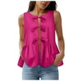 thumbnail image 1 of vigerkar Women Trendy Bow Tie Front Babydoll Tank Tops Sleeveless Peplum Ruffle Blouse Tie Up Summer Casual Dressy Tunic Hot Pink, L, 1 of 7