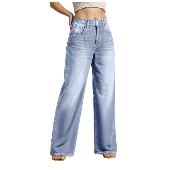 vigerkar Women Wide Leg Jeans High Waist Baggy Jeans Loose Boyfriend Jeans Denim Pants Y2K BU2, M