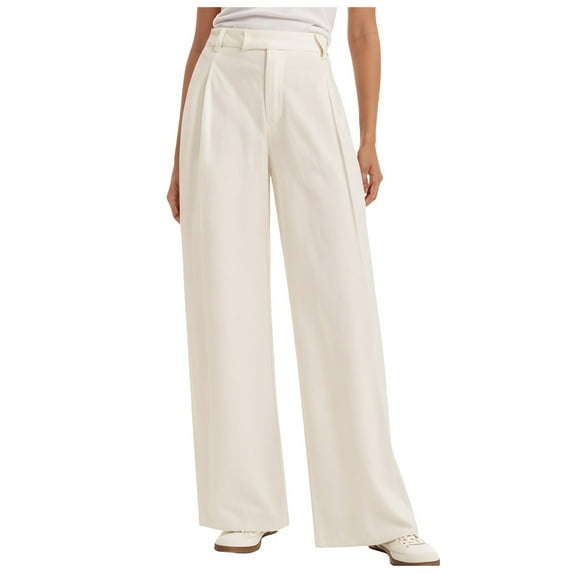 vigerkar Women Wide Leg Pants High Waisted Dressy Work Trousers Business Casual Palazzo Pants with Pockets 2025 Beige, S