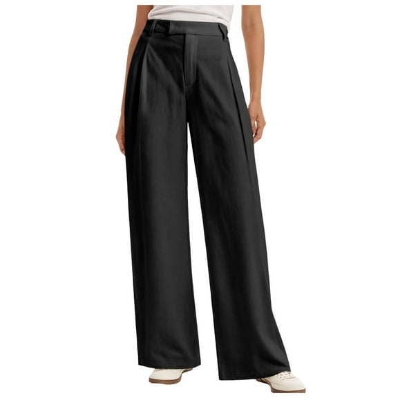 vigerkar Women Wide Leg Pants High Waisted Dressy Work Trousers Business Casual Palazzo Pants with Pockets 2025 Black, XL