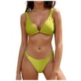 thumbnail image 1 of vigerkar Women's 2 Piece Bikini Set Textured Ruched Low Rise Swimsuit Bathing Suit (Green, XL), 1 of 9