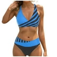 thumbnail image 1 of vigerkar Women's 2 Piece Bikini Sets Striped Swimsuit Bathing Suit Beachwear Blue, L, 1 of 9