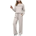 thumbnail image 1 of vigerkar Women's 2 Piece Sets Sweatshirt Casual Travel Outfits Lounge Wide Leg Tracksuit Cozy Sweatsuits Fashion (Beige, XXL), 1 of 4