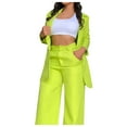 thumbnail image 1 of vigerkar Women's 2 Piece Solid Ruched Sleeve Blazer and Pants Business Office Suit Set Green, 3XL, 1 of 6