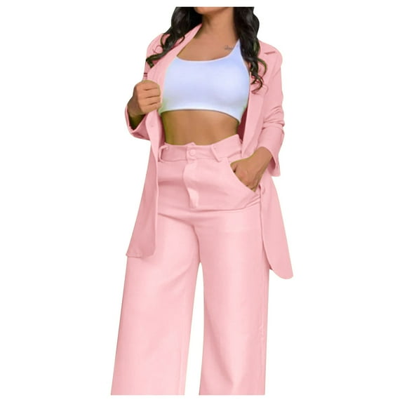 vigerkar Women's 2 Piece Solid Ruched Sleeve Blazer and Pants Business Office Suit Set RD1, XXL