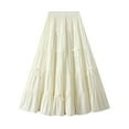 thumbnail image 1 of vigerkar Women's A-Line Bow Elastic Waist Midi Skirt Fairy Flowy Tulle Pleated Tiered Party Long Skirts 2025 Beige, One Size, 1 of 9