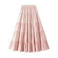 thumbnail image 1 of vigerkar Women's A-Line Bow Elastic Waist Midi Skirt Fairy Flowy Tulle Pleated Tiered Party Long Skirts 2025 Pink, One Size, 1 of 9