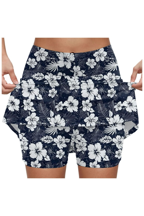 Women's Active Athletic Skort Lightweight Tennis Skirt for Running Training Sports Golf Navy, XXL