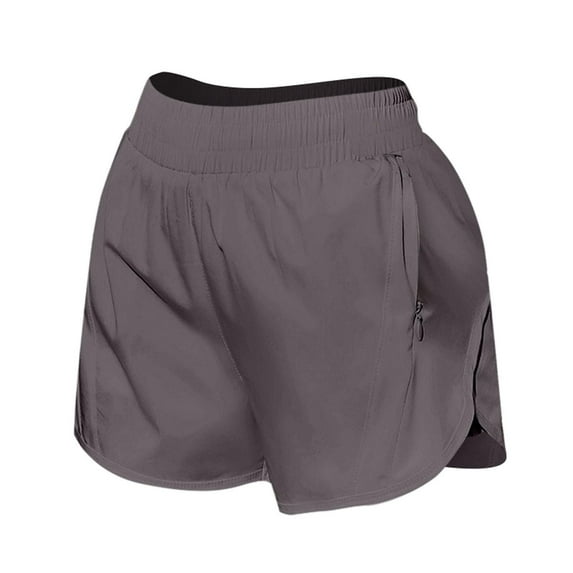 vigerkar Women's Athletic Shorts High Waisted Running Shorts Pocket Sporty Short Gym Elastic Workout Shorts Dark Gray, XXL