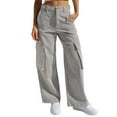 thumbnail image 1 of vigerkar Women's Baggy Cargo Pants Vintage Hop Sweatpants Low Rise Wide Leg Trousers Streetwear Grey, L, 1 of 8