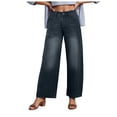 thumbnail image 1 of vigerkar Women's Barrel Jeans Wide Leg Vintage Mid Rise Y2k Baggy Boyfriend Ankle Denim Pants Black, M, 1 of 6