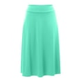 thumbnail image 1 of vigerkar Women's Basic Versatile Stretchy Flared Casual Midi Skater Skirt Green, L, 1 of 5