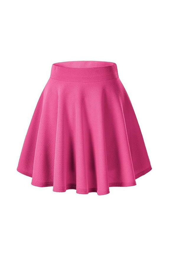 vigerkar Women's Basic Versatile Stretchy Flared Casual Mini Skater Skirt Hot Pink, S