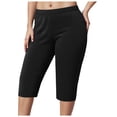 thumbnail image 1 of vigerkar Women's Biker Capri Shorts Workout Sports High Waisted Shorts Solid Stretch Light Quick Dry Comfort Shorts Leggings Black, XL, 1 of 5