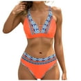 thumbnail image 1 of vigerkar Women's Bikini Swimsuits V Neck High Waisted 2 Piece Bathing Suits Orange, S, 1 of 9